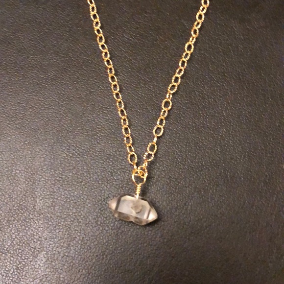 Dainty Herkimer diamond on gold filled chain - Picture 5 of 5
